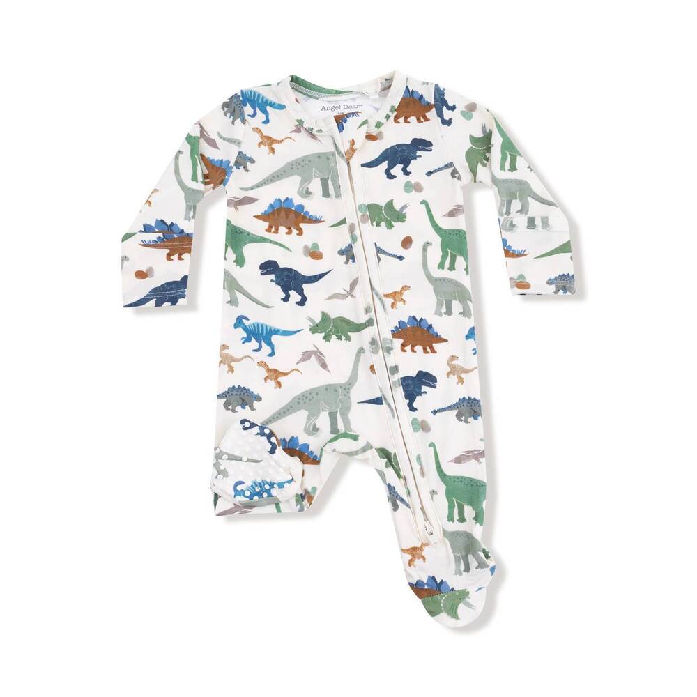 NEW ANGEL DEAR boys zipper footie in washy dinos